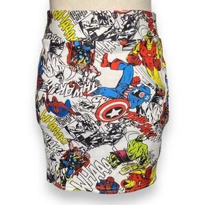 Mighty Fine Marvel Heroes Graphic Print Mini Pencil Skirt Women’s Size Medium